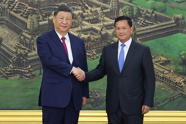 習(xí)近平同柬埔寨首相洪瑪奈舉行會談
