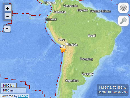 智利西北部海域發(fā)生8.0級地震多國發(fā)布海嘯預(yù)警